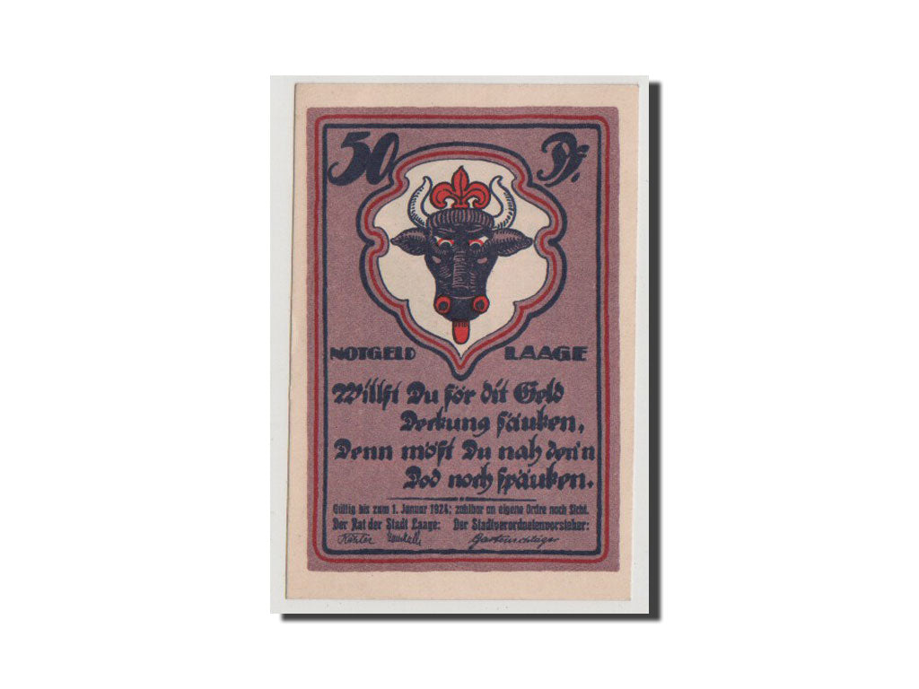 Geldschein, Deutschland, Laage, 50 Pfennig, UNZ, Mehl:754.2
