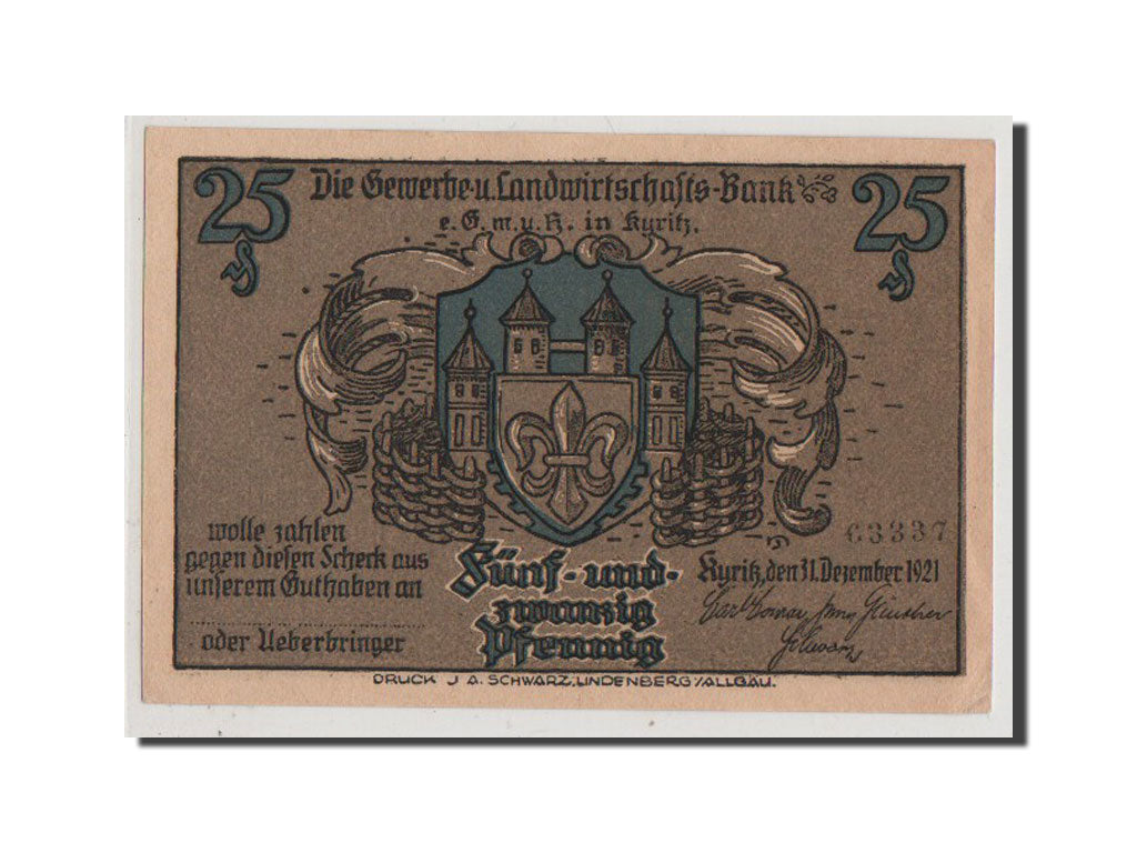 Banconote, Germania, Brandenburg, 25 Pfennig, 1921, SPL+, Mehl:753.1