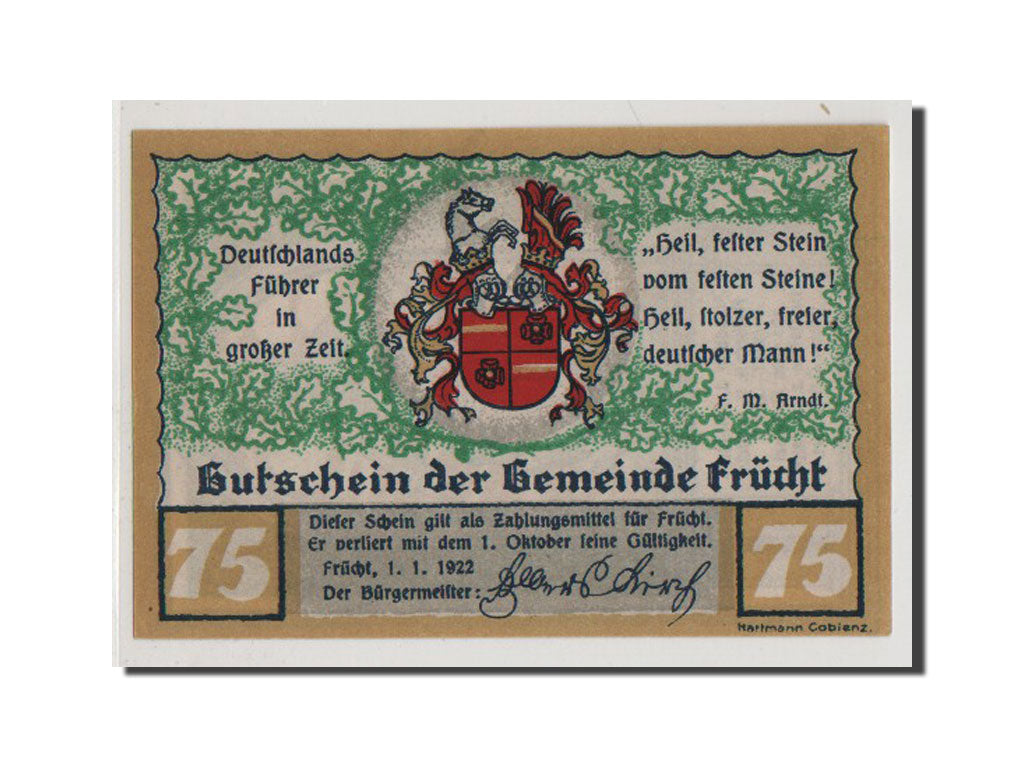Biljet, Duitsland, Hessen-Nassau, 75 Pfennig, 1922, NIEUW, Mehl:399.1