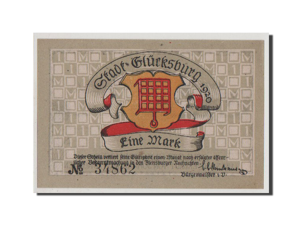 Banconote, Germania, Glucksburg, 1 Mark, 1920, SPL+, Mehl:441.1c