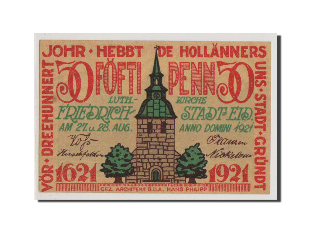 Geldschein, Deutschland, Friedrichstadt Stadt, 50 Pfennig, 1921, UNZ, Mehl:395.1