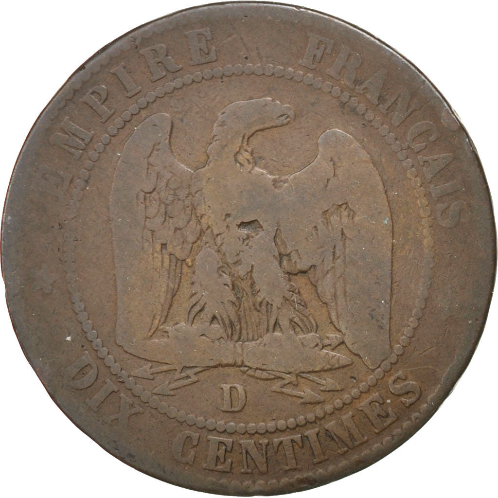 Coin, France, Napoleon III, Napoléon III, 10 Centimes, 1855, Lyon, VG(8-10)