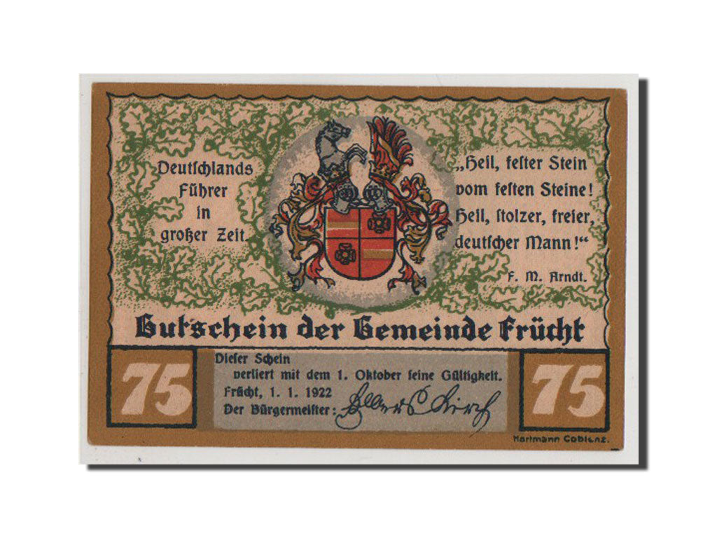 Billet, Allemagne, Hessen-Nassau, 75 Pfennig, 1922, SPL+, Mehl:399.2