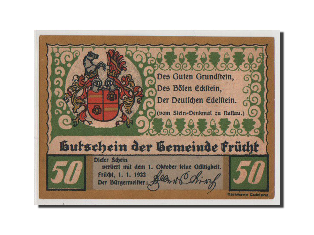 Banconote, Germania, Hessen-Nassau, 50 Pfennig, 1922, SPL+, Mehl:399.2