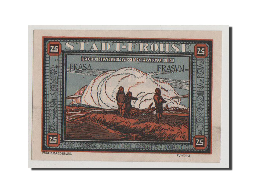Billet, Allemagne, Frohse a. Elbe Stadt, 25 Pfennig, 1921, SPL+, Mehl:397.1