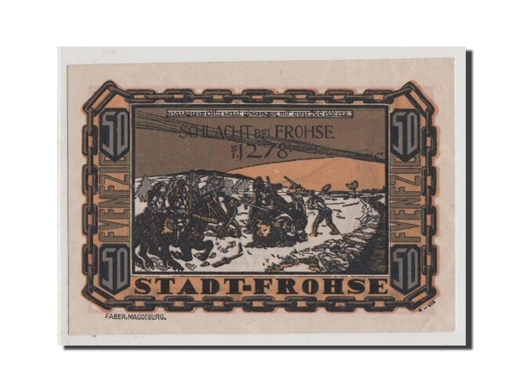 Geldschein, Deutschland, Frohse a. Elbe Stadt, 50 Pfennig, 1921, UNZ, Mehl:397.1