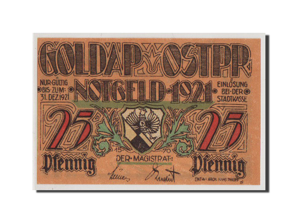 Geldschein, Deutschland, Ostpreußen, 25 Pfennig, UNZ, Mehl:451.1