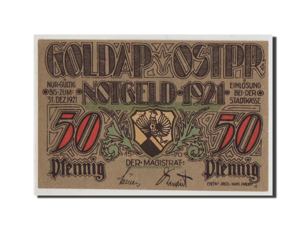 Banconote, Germania, Ostpreußen, 50 Pfennig, FDS, Mehl:451.1
