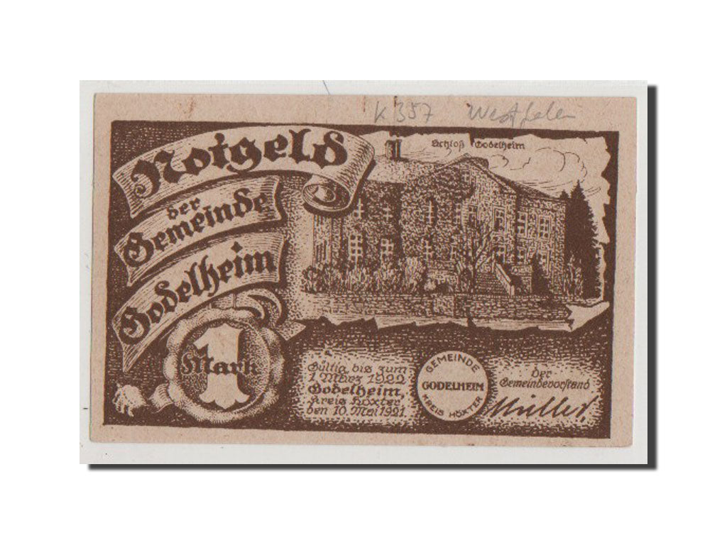 Geldschein, Deutschland, Westfalen, 1 Mark, 1921, UNZ-, Mehl:446.1