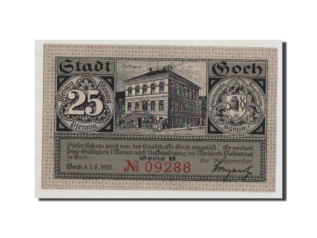 Banconote, Germania, Goch, 25 Pfennig, 1921, FDS, Mehl:445.2a