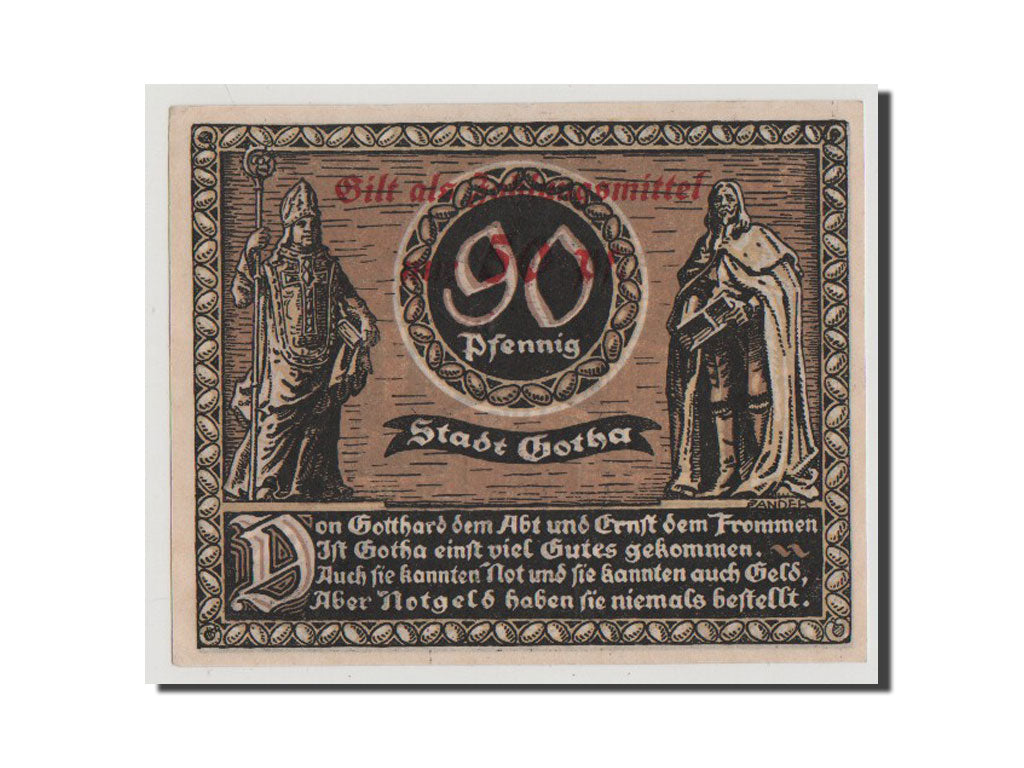 Banconote, Germania, Gotha Stadt, 90 Pfennig, 1921, SPL+, Mehl:456.8