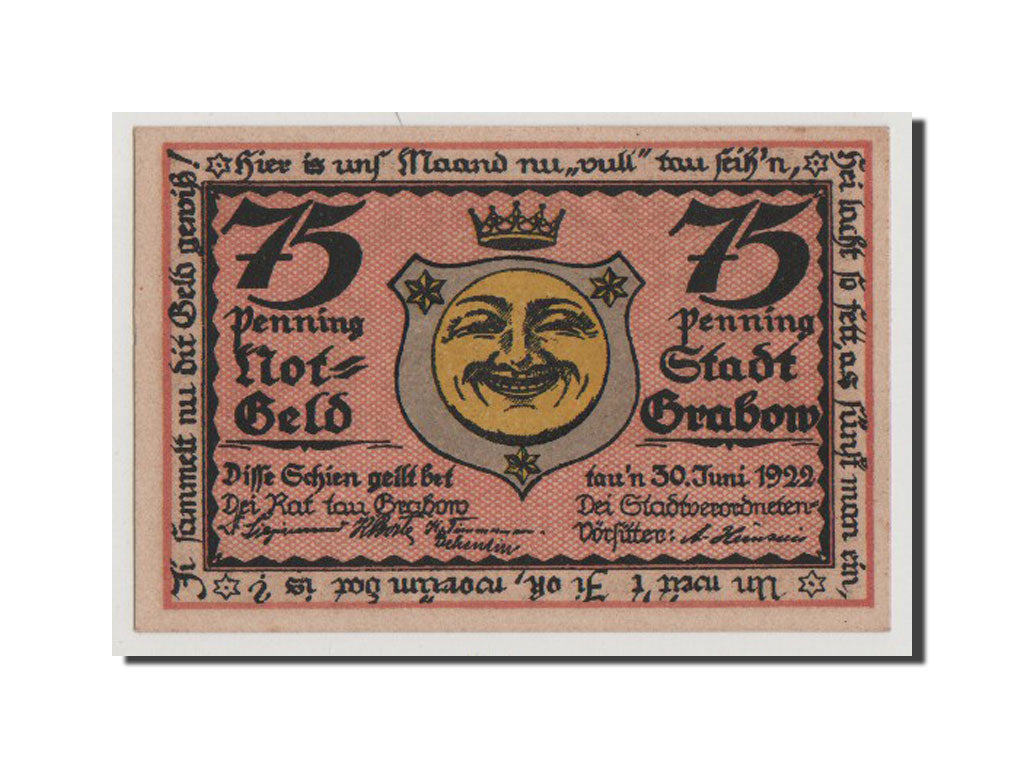 Banconote, Germania, Grabow, 75 Pfennig, FDS, Mehl:460.2