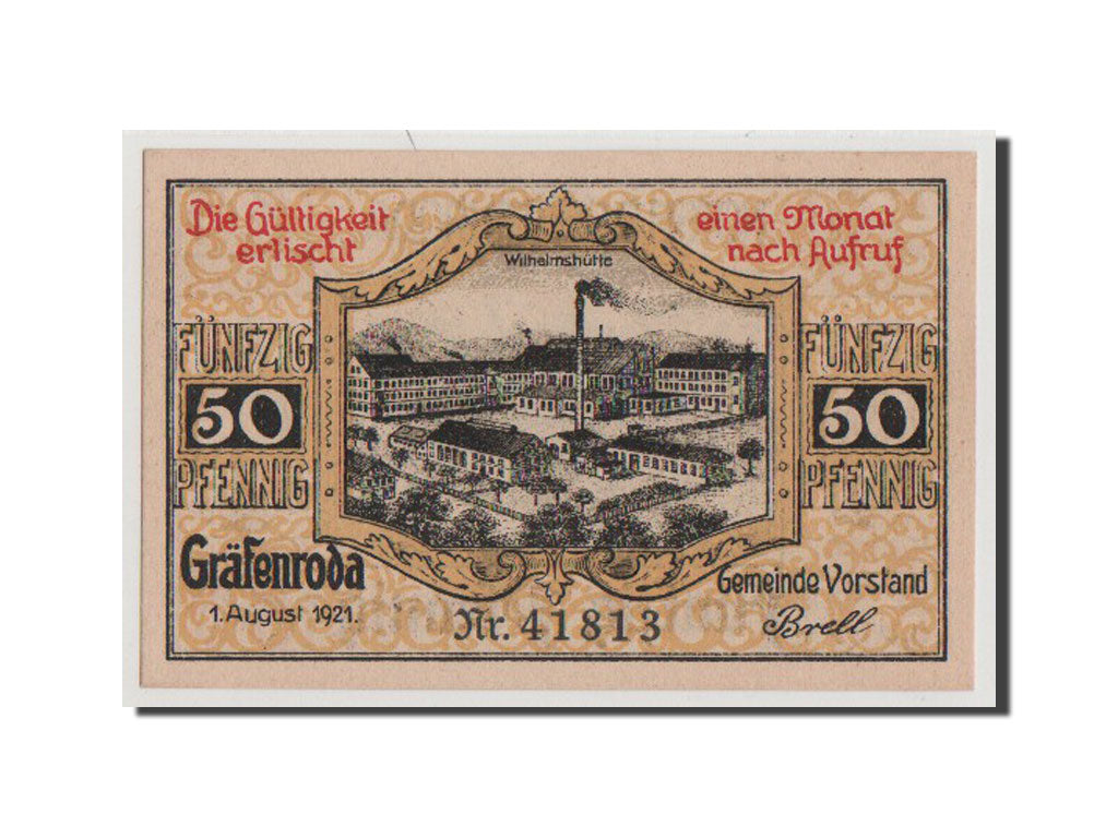 Banconote, Germania, Grafenroda, 50 Pfennig, 1921, FDS, Mehl:462.2