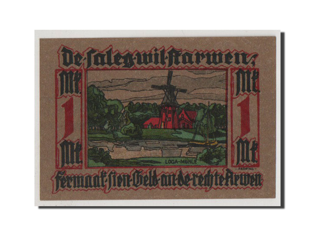 Banconote, Germania, Leer, 1 Mark, 1921, FDS, Mehl:782.1