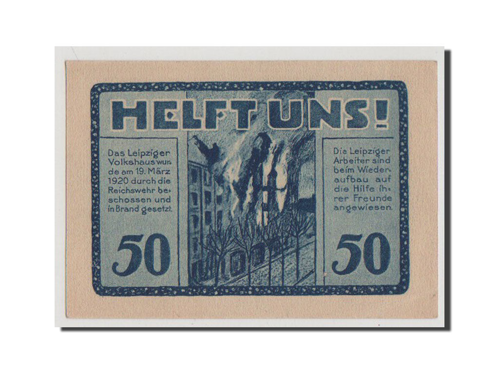 Geldschein, Deutschland, Leipzig Stadt, 50 Pfennig, UNZ, Mehl:786.2