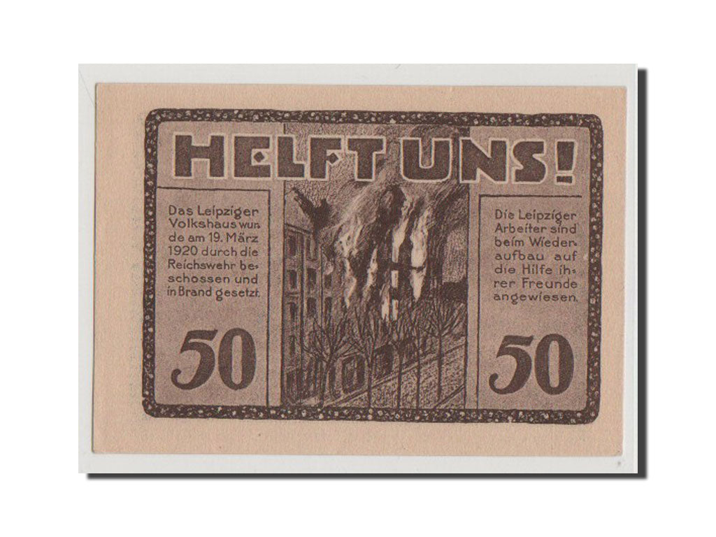 Banconote, Germania, Leipzig Stadt, 50 Pfennig, FDS, Mehl:786.1