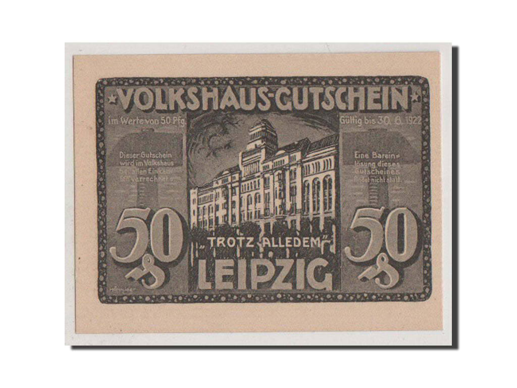 Banconote, Germania, Leipzig Stadt, 50 Pfennig, FDS, Mehl:786.3