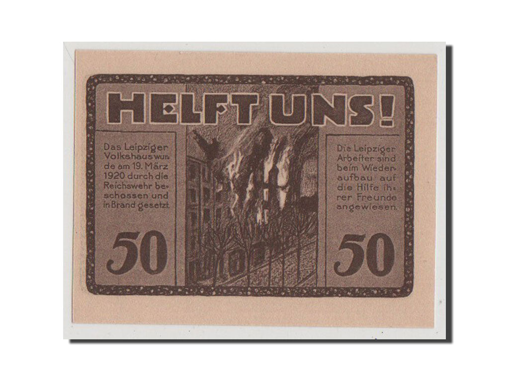 Banconote, Germania, Leipzig Stadt, 50 Pfennig, FDS, Mehl:786.3