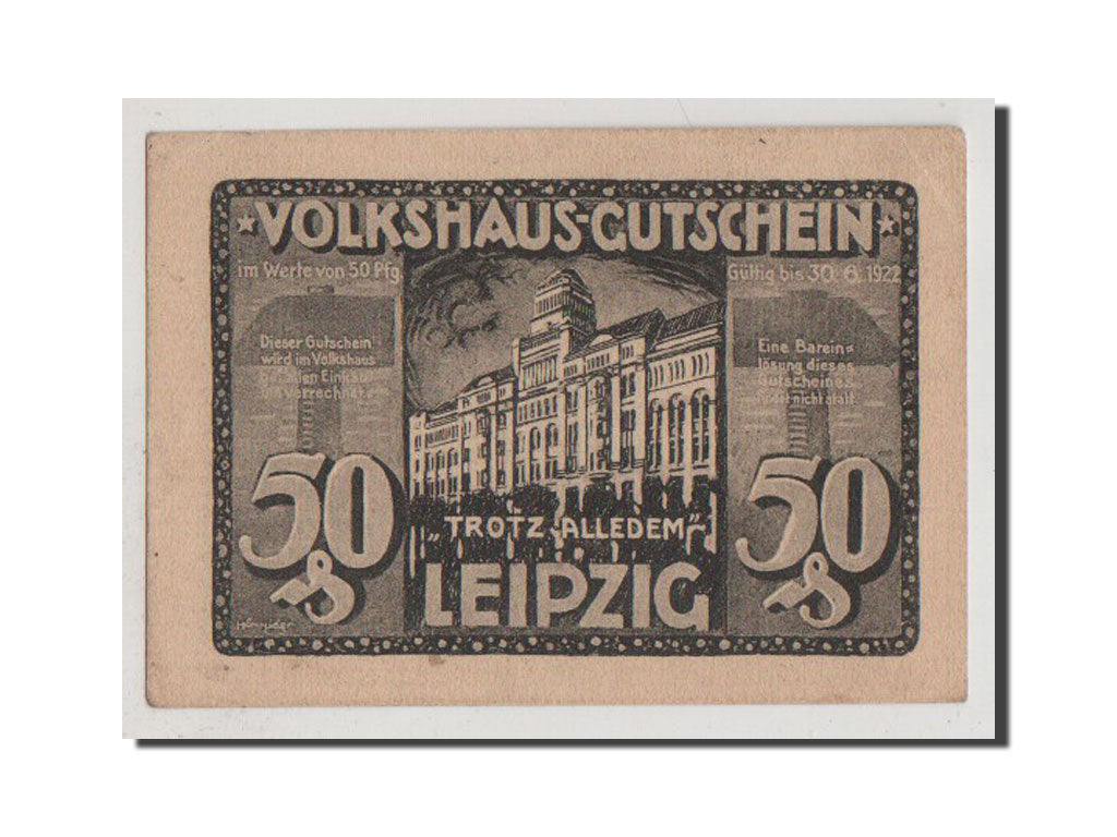 Geldschein, Deutschland, Leipzig Stadt, 50 Pfennig, UNZ-, Mehl:786.3