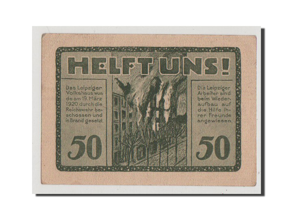 Geldschein, Deutschland, Leipzig Stadt, 50 Pfennig, UNZ-, Mehl:786.3