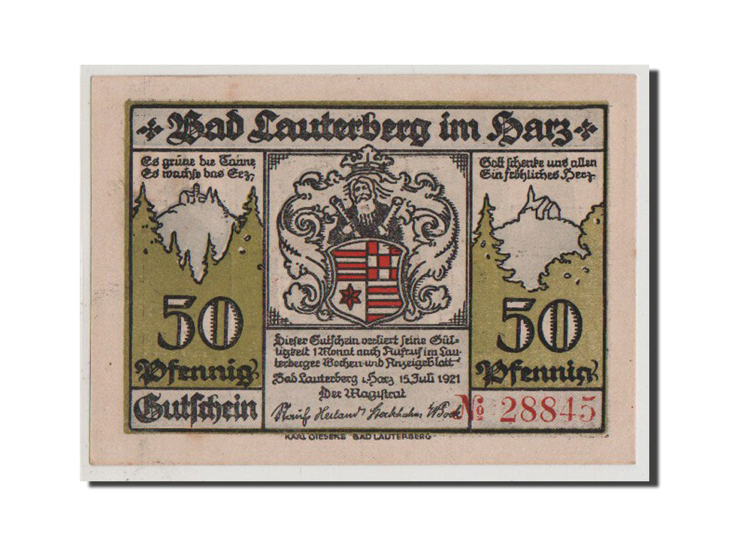 Banconote, Germania, Lauterberg, 50 Pfennig, 1921, FDS, Mehl:779.1