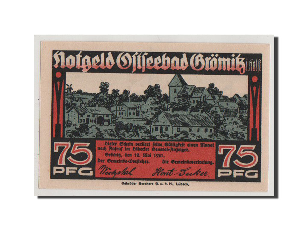 Geldschein, Deutschland, Gromitz, 75 Pfennig, 1921, UNZ, Mehl:474.1