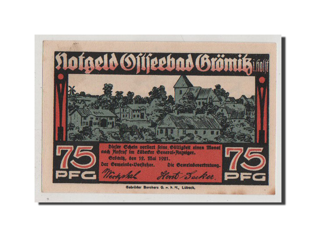 Geldschein, Deutschland, Gromitz, 75 Pfennig, 1921, UNZ-, Mehl:474.1