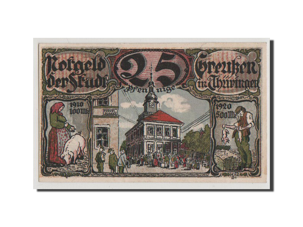Banconote, Germania, Greussen Stadt, 25 Pfennig, SPL+, Mehl:472.1
