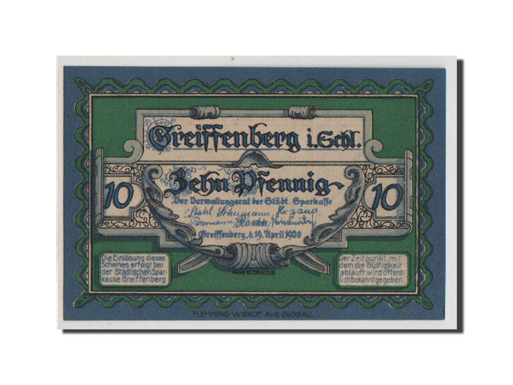 Geldschein, Deutschland, Greiffenberg, 10 Pfennig, 1920, UNZ, Mehl:470.1