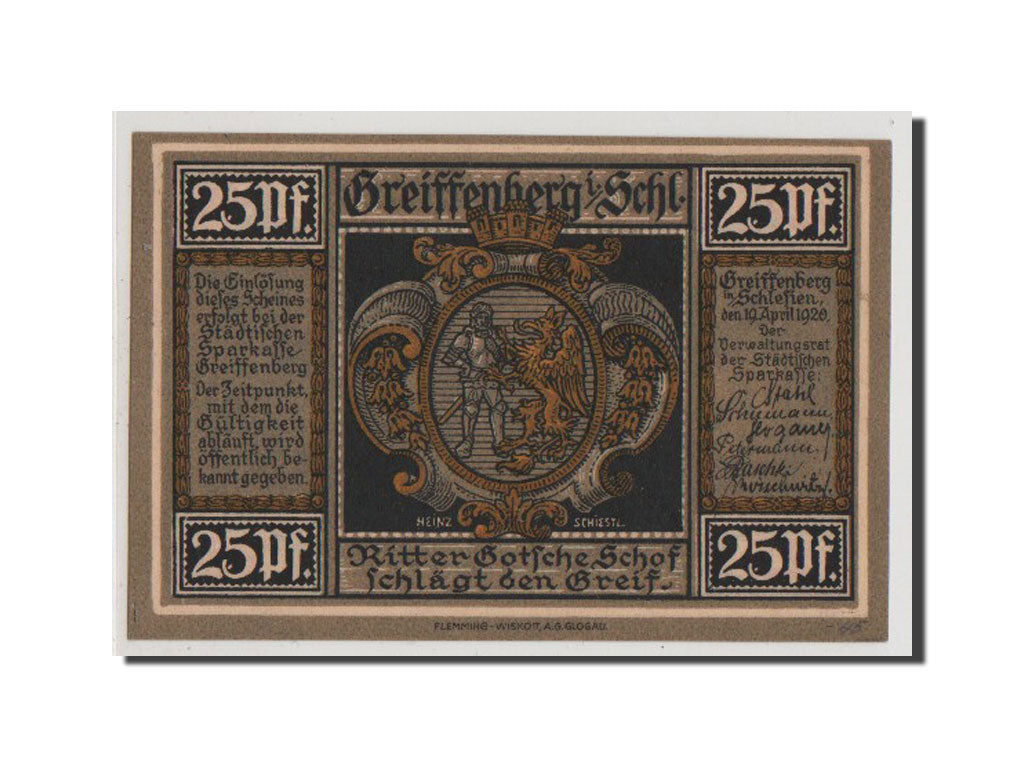 Banconote, Germania, Greiffenberg, 25 Pfennig, 1920, FDS, Mehl:470.1