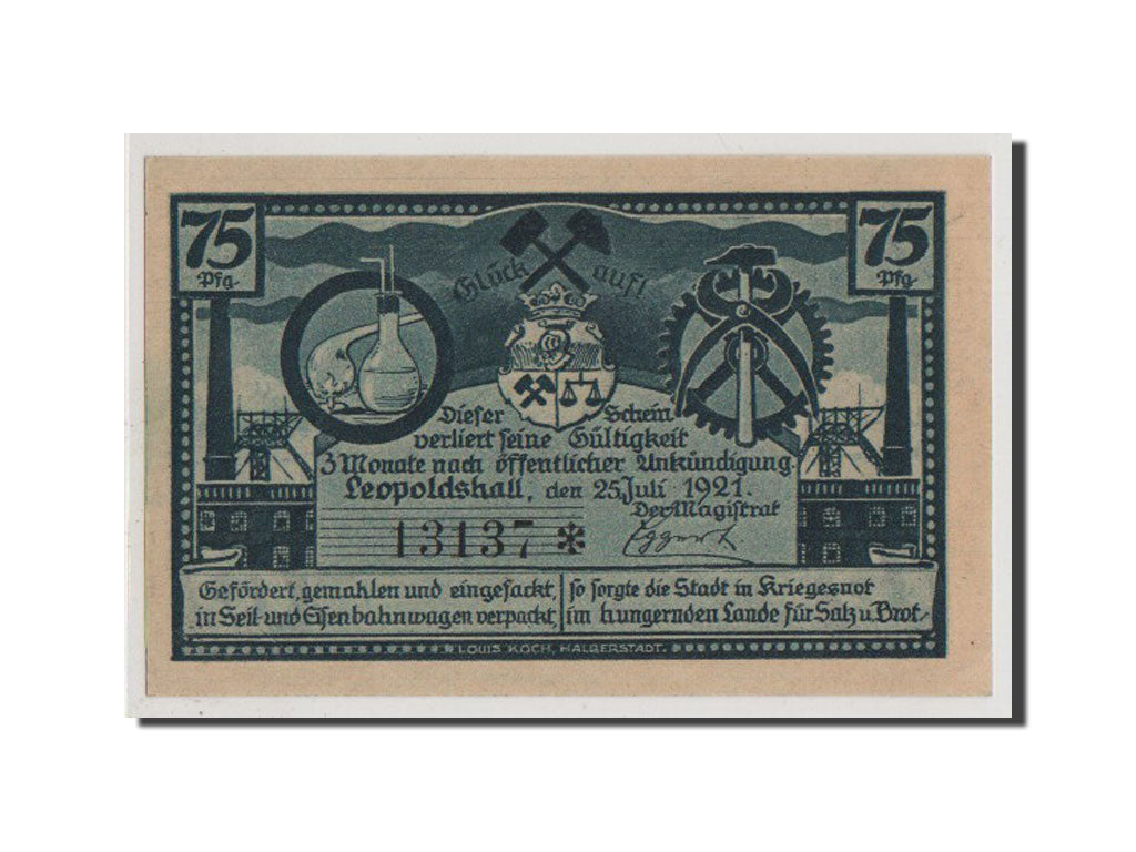 Banconote, Germania, Anhalt, 75 Pfennig, 1921, FDS, Mehl:794.3