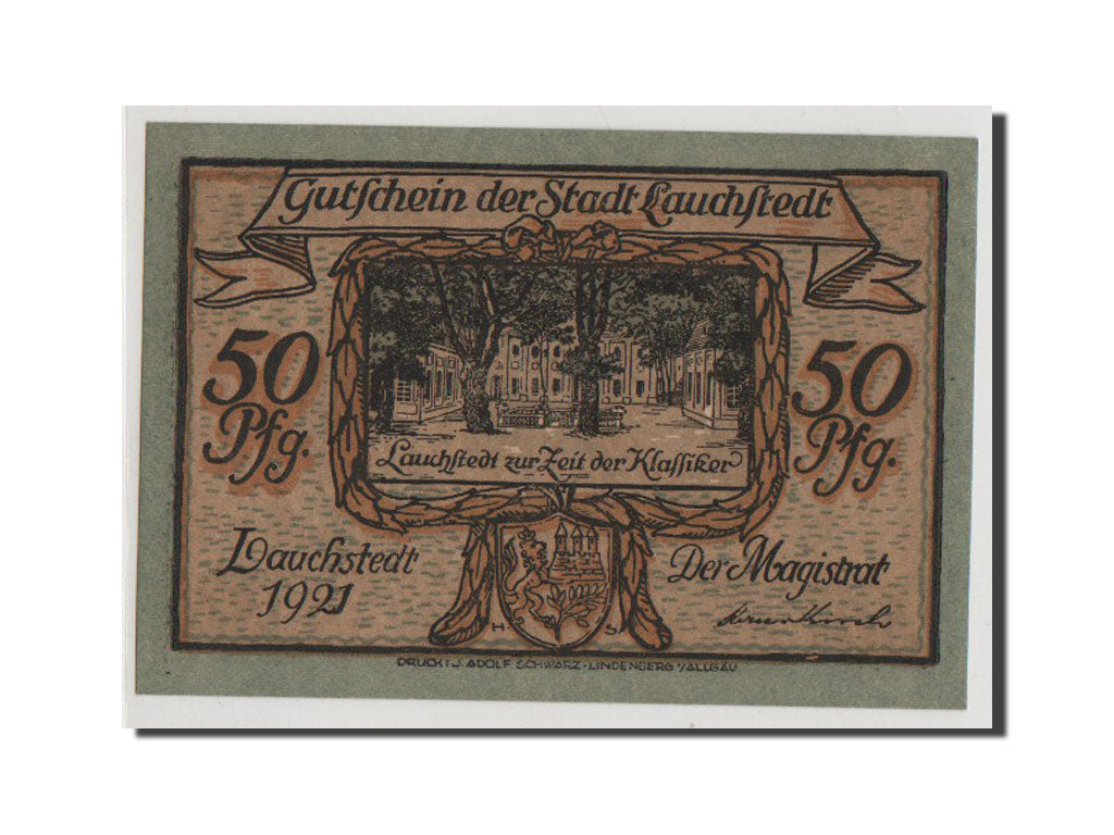 Banconote, Germania, Lauchstedt Stadt, 50 Pfennig, 1921, FDS, Mehl:773.1