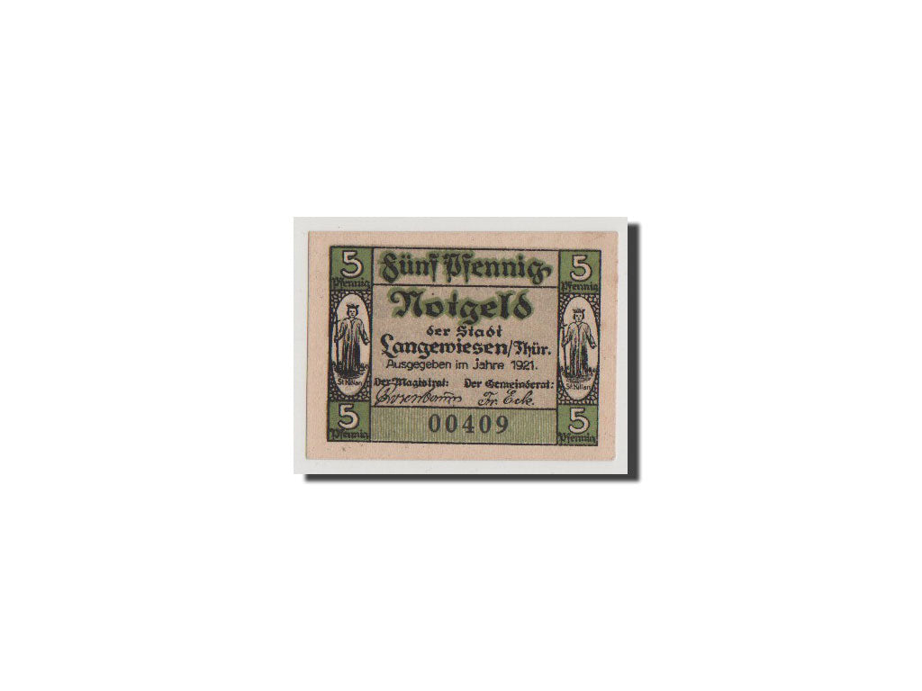 Geldschein, Deutschland, Langewiesen, 5 Pfennig, 1921, UNZ, Mehl:772.1