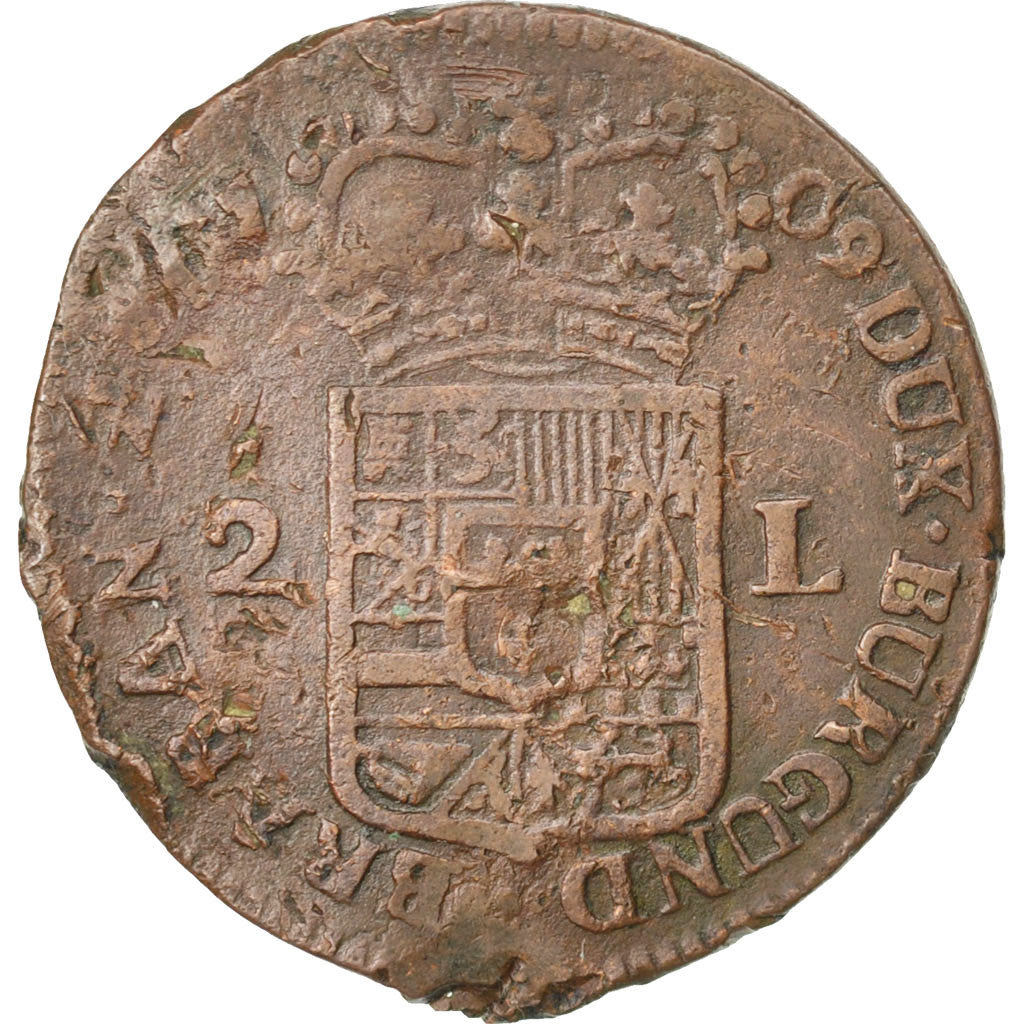 Coin, Spanish Netherlands, NAMUR, Philip V of Spain, 2 Liards, 1709, Namur