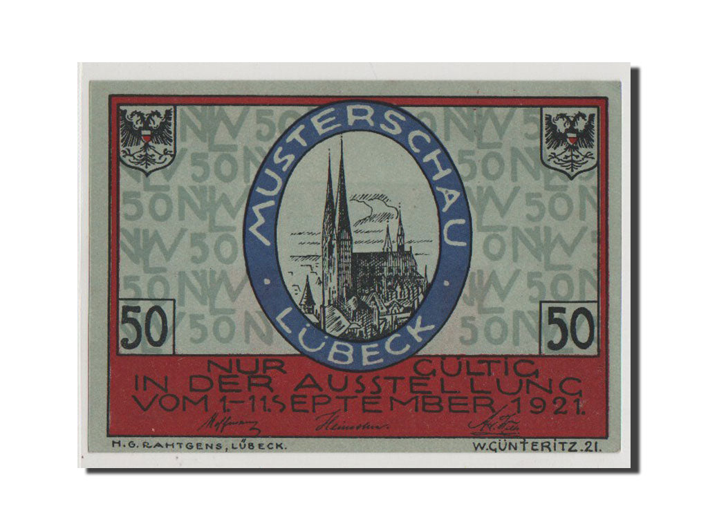 Banconote, Germania, Lübeck, 50 Pfennig, 1921, FDS, Mehl:827.1