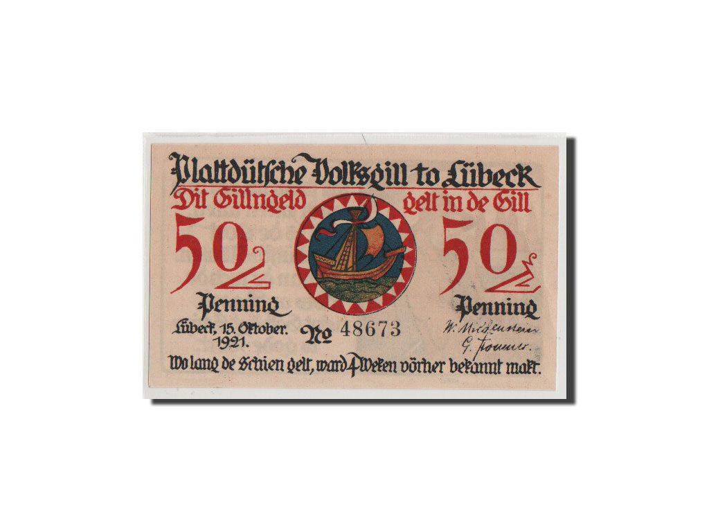 Geldschein, Deutschland, Lübeck, 50 Pfennig, 1921, UNZ, Mehl:828.1a