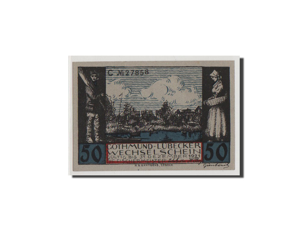 Geldschein, Deutschland, Lübeck, 50 Pfennig, UNZ, Mehl:823.1