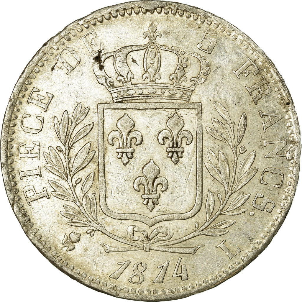 Monnaie, France, Louis XVIII, Louis XVIII, 5 Francs, 1814, Bayonne, TTB, Argent