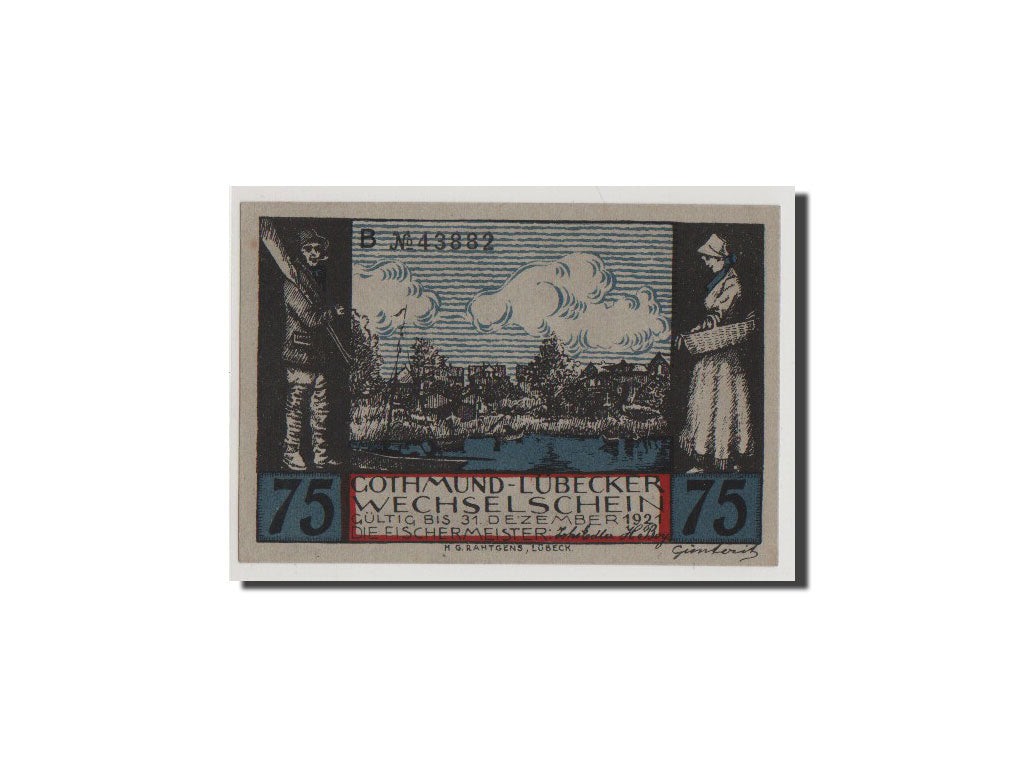 Banconote, Germania, Lübeck, 75 Pfennig, FDS, Mehl:823.1