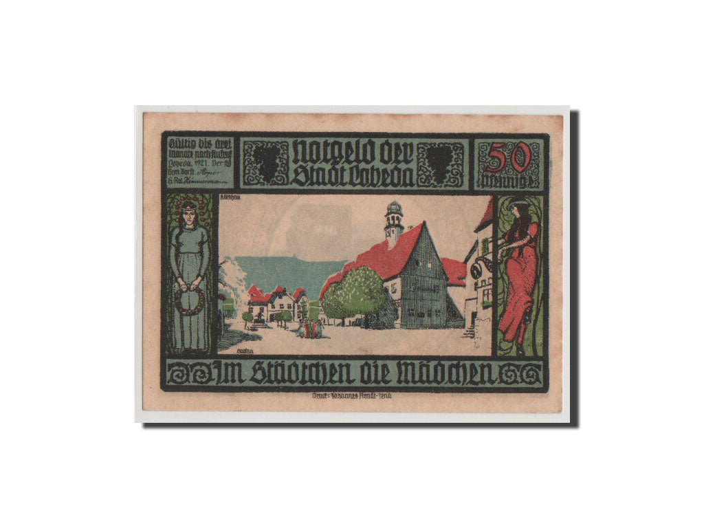 Billet, Allemagne, Lobeda Stadt, 50 Pfennig, 1921, SPL+, Mehl:808.3