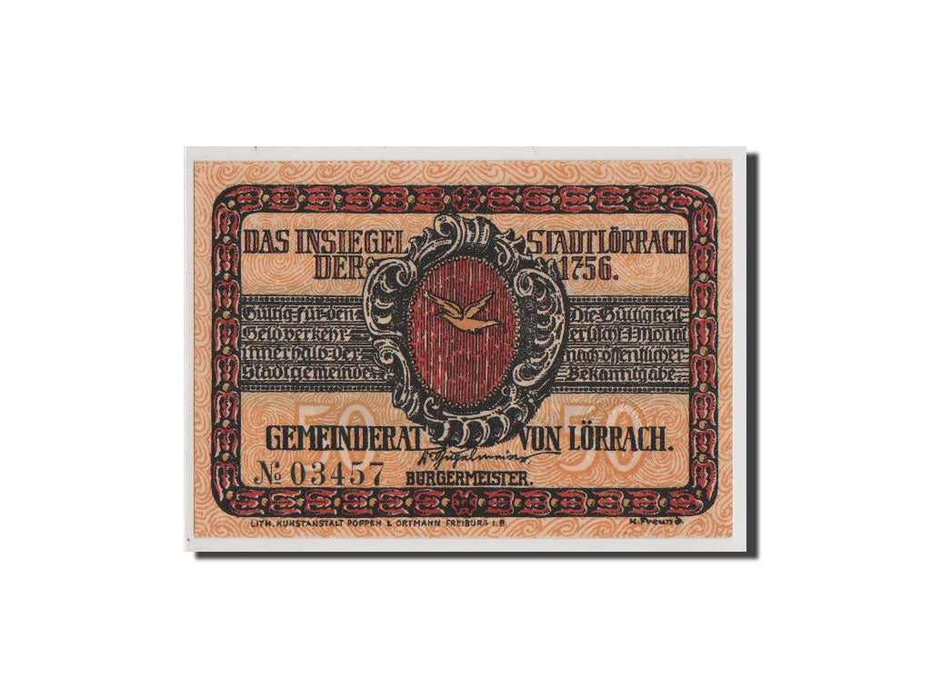 Geldschein, Deutschland, Baden, 50 Pfennig, UNZ, Mehl:813.1
