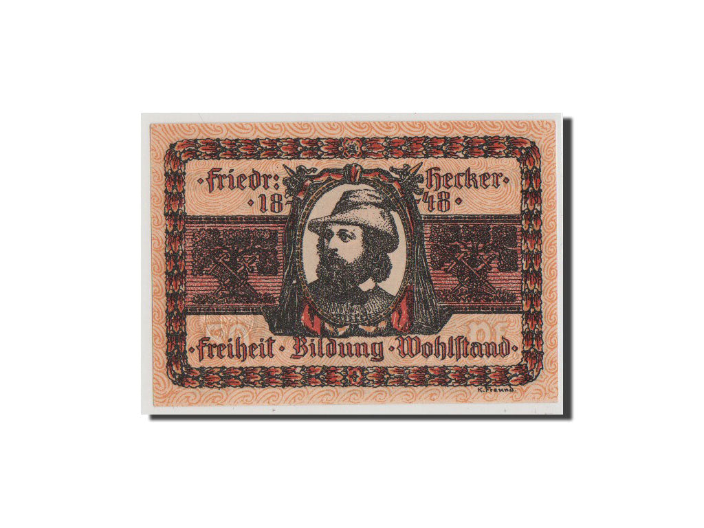 Banconote, Germania, Baden, 50 Pfennig, FDS, Mehl:813.1