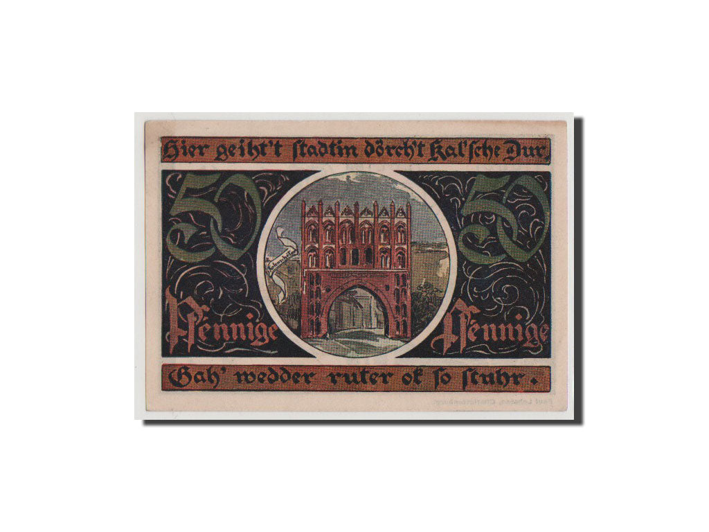 Geldschein, Deutschland, Malchin Stadt, 50 Pfennig, UNZ, Mehl:862.2