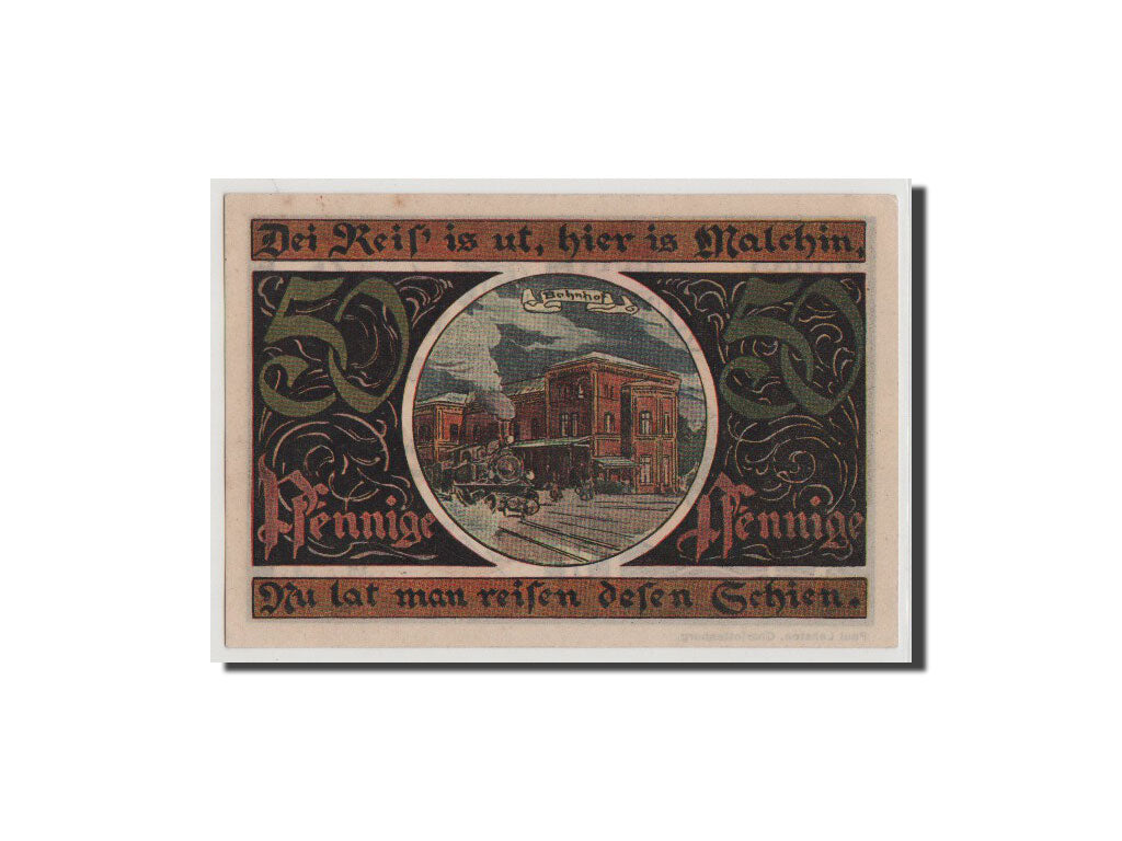 Geldschein, Deutschland, Malchin Stadt, 50 Pfennig, UNZ, Mehl:862.3