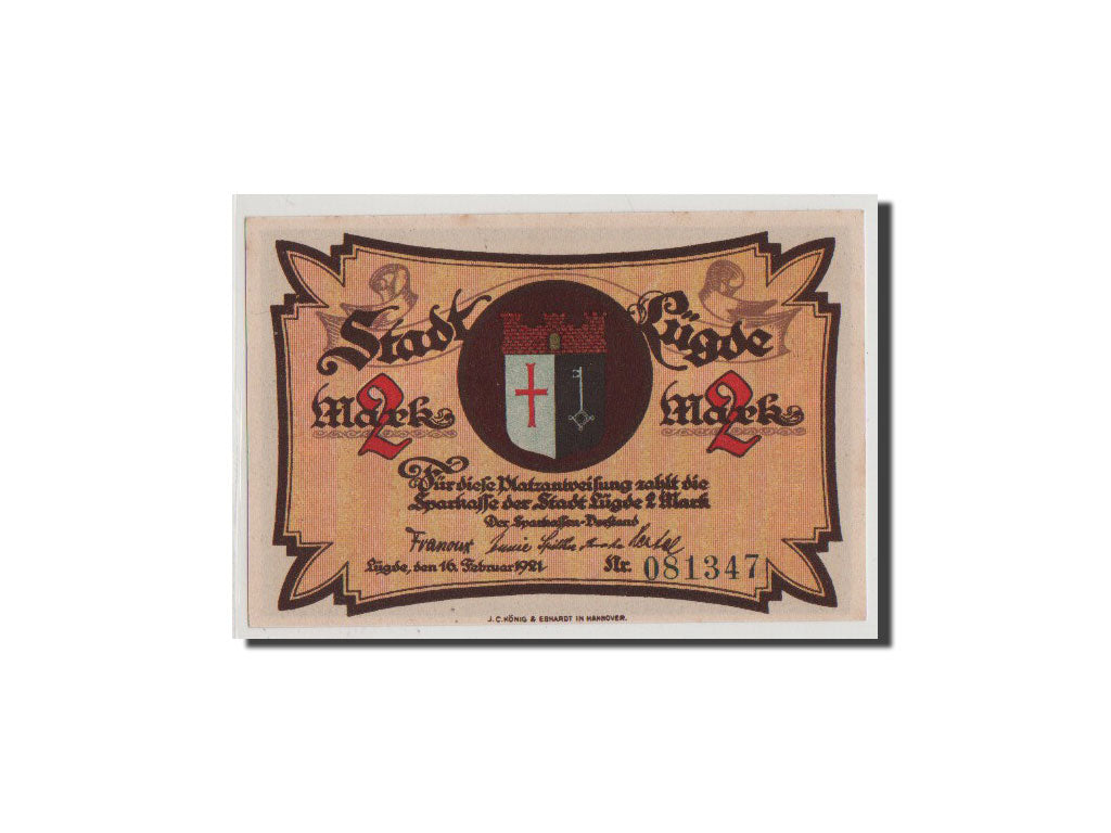 Banconote, Germania, Lugde, 2 Mark, 1921, FDS, Mehl:838.1
