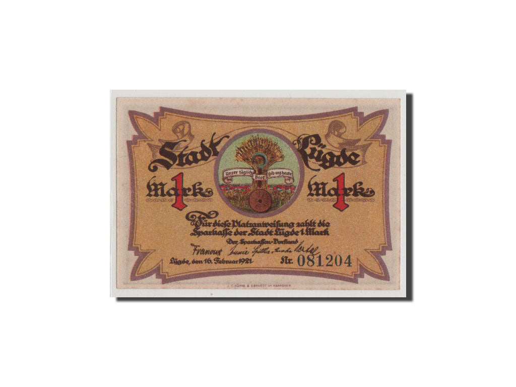 Banconote, Germania, Lugde, 1 Mark, 1921, FDS, Mehl:838.1