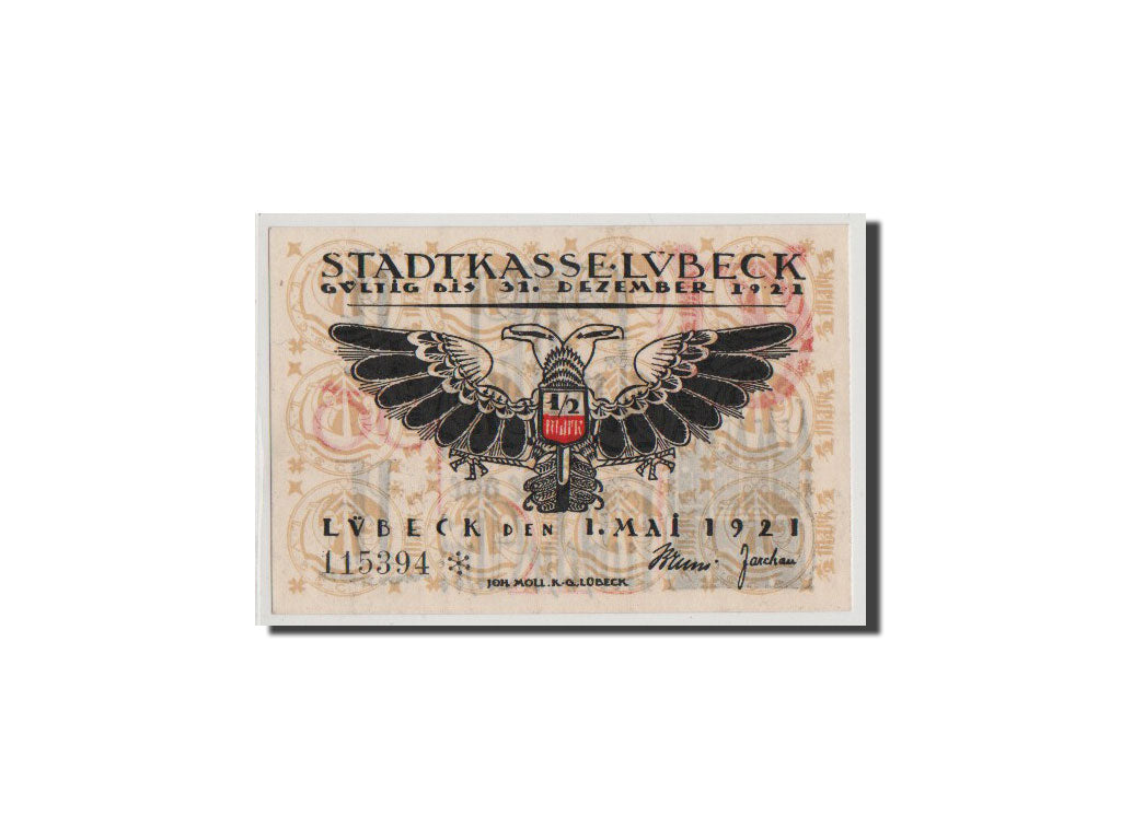 Banconote, Germania, Lübeck, 50 Pfennig, 1921, FDS, Mehl:831.2