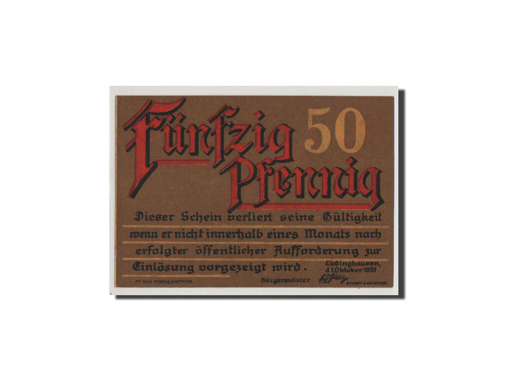 Banconote, Germania, Westfalen, 50 Pfennig, 1921, FDS, Mehl:837.1