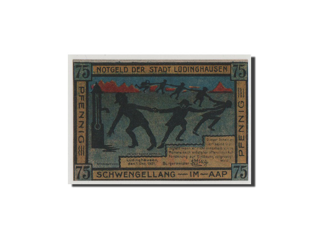 Banconote, Germania, Westfalen, 75 Pfennig, 1921, FDS, Mehl:837.1