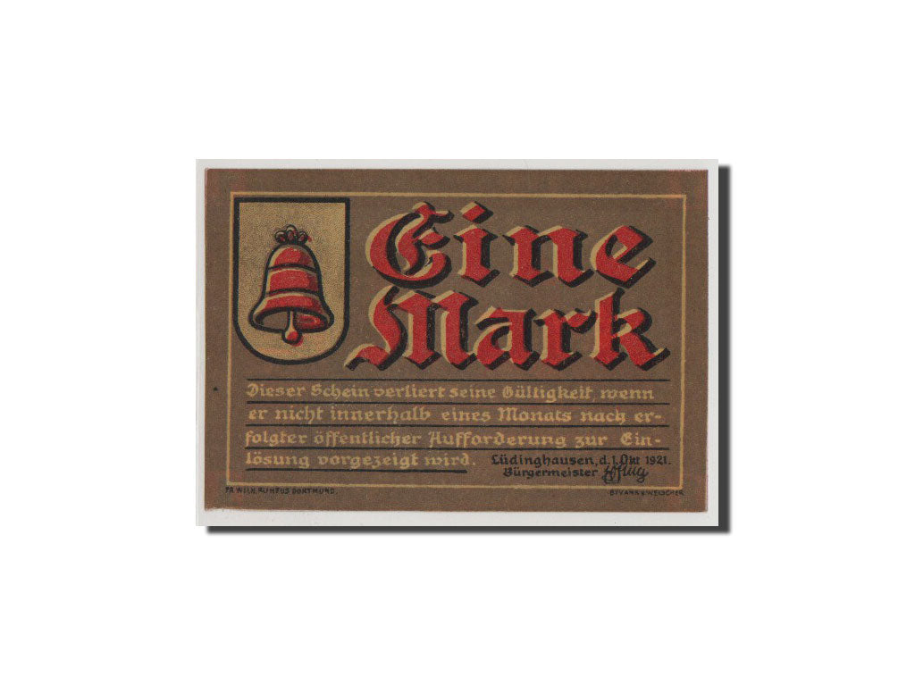Geldschein, Deutschland, Westfalen, 1 Mark, 1921, UNZ, Mehl:837.1